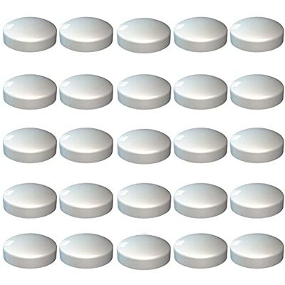 Merriway Bulk Hardware BH05409 Plastidome 2-delige Clip-On No. 8 & 10 schroefhoezen, 15mm Diameter Zwart, Wit, Set van 25 Stuk Kleur: wit Merriway Bulk Hardware BH05409 Plastidome 2-delige Clip-On No. 8 & 10 schroefhoezen, 15mm Diameter Zwart, Wit, Set van 25 Stuk Kleur: wit