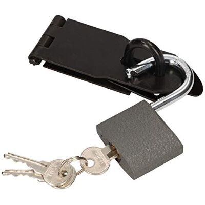 KOTARBAU ® Overval met hangslot, verschillende afmetingen, overvalscharnier, overgooier, pantsergrendel, deurslot, veiligheidsoverval, gepoedercoat, haaspe (120 mm) KOTARBAU ® Overval met hangslot, verschillende afmetingen, overvalscharnier, overgooier, pantsergrendel, deurslot, veiligheidsoverval, gepoedercoat, haaspe (120 mm)