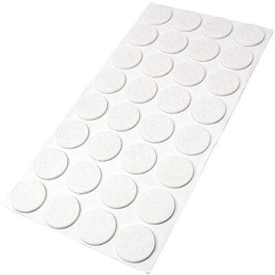Adsamm ® / 32 x zelfklevende viltglijders/Wit/ø 26 mm/Rond/Meubelviltglijders met een dikte van 3,5 mm/Meubel- en vloerbescherming Adsamm ® / 32 x zelfklevende viltglijders/Wit/ø 26 mm/Rond/Meubelviltglijders met een dikte van 3,5 mm/Meubel- en vloerbescherming