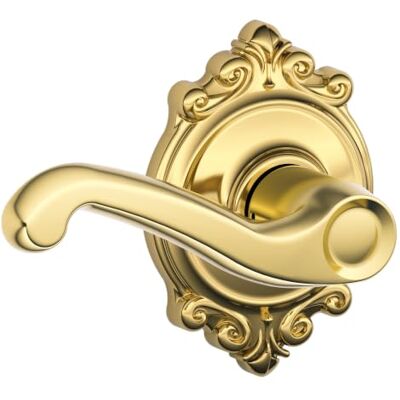SCHLAGE F10 FLA 505 BRK Brookshire Collection Flair Passage Hendel, PVD helder messing SCHLAGE F10 FLA 505 BRK Brookshire Collection Flair Passage Hendel, PVD helder messing