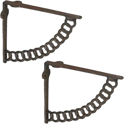 Relaxdays plankdrager set van 2 gietijzer industrieel bruin 17,5x4x21cm met ketting en plankhouder Relaxdays plankdrager set van 2 gietijzer industrieel bruin 17,5x4x21cm met ketting en plankhouder