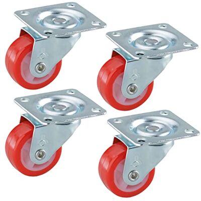 Dörner + Helmer set zwenkwielen (4x zwenkwiel + schroeven, 30 x 14 mm, polyurethaan rood, draagkracht 20 kg/rol) 450124 Dörner + Helmer set zwenkwielen (4x zwenkwiel + schroeven, 30 x 14 mm, polyurethaan rood, draagkracht 20 kg/rol) 450124