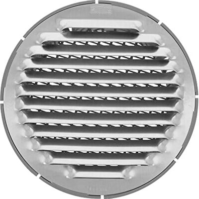 Amig Rond aluminium rooster met muggennet Ventilatieroosters voor luchtuitlaat Ideaal voor keuken- en badkamerplafonds Binnendiameter Ø 12 cm Zilverkleurig Amig Rond aluminium rooster met muggennet Ventilatieroosters voor luchtuitlaat Ideaal voor keuken- en badkamerplafonds Binnendiameter Ø 12 cm Zilverkleurig