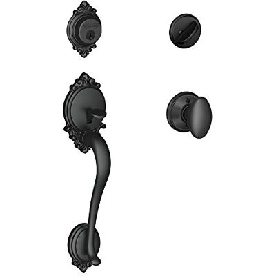 SCHLAGE Brookshire enkele cilinder handvatset en Siena knop, mat zwart (F60 BRK 622 SIE) SCHLAGE Brookshire enkele cilinder handvatset en Siena knop, mat zwart (F60 BRK 622 SIE)