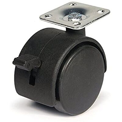 Merriway BH06026 Castor Caster Twin Wheel Plate Fix 50mm met Rem, Wit, 50 mm Set van 4 stuks Merriway BH06026 Castor Caster Twin Wheel Plate Fix 50mm met Rem, Wit, 50 mm Set van 4 stuks
