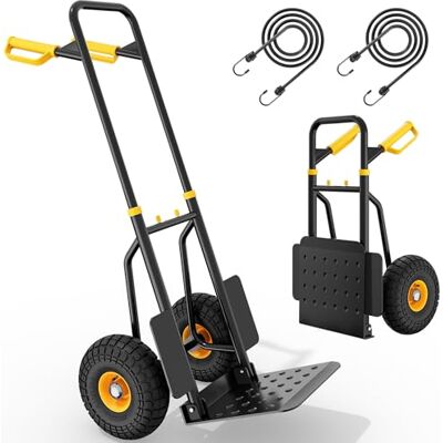 YITAHOME Opvouwbare steekwagentrolley met 2 grote industriële wielen, zwaar belastbare, in hoogte verstelbare zakwagen met stille wielen, 150 kg capaciteit, incl. 2 x elastisch touw YITAHOME Opvouwbare steekwagentrolley met 2 grote industriële wielen, zwaar belastbare, in hoogte verstelbare zakwagen met stille wielen, 150 kg capaciteit, incl. 2 x elastisch touw