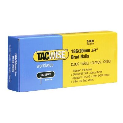 TACWISE 0395 Verzinkte Bradnagels Type 18G / 20 mm, 5000 Stuks TACWISE 0395 Verzinkte Bradnagels Type 18G / 20 mm, 5000 Stuks