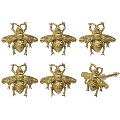 SOFFEE DESIGN Set van 6 vintage gouden zink kastknoppen, decoratieve metalen bijenvorm knoppen trekhandvat voor deurkast lade, antieke dressoir knoppen huismeubilair handvat SOFFEE DESIGN Set van 6 vintage gouden zink kastknoppen, decoratieve metalen bijenvorm knoppen trekhandvat voor deurkast lade, antieke dressoir knoppen huismeubilair handvat
