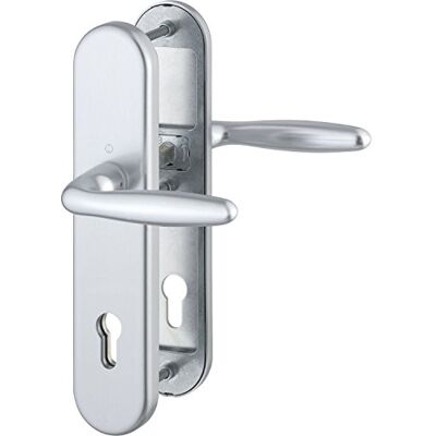 HOPPE Voordeur Ingangsdeur krukgarnituur VERONA DIN-norm afstand 92mm, zilver geanodiseerd, lange plaat profielcilinder voor deurdikte 67-72mm, zonder kerntrekbeveiliging, test: RC2 volgens EN 1906, HOPPE Voordeur Ingangsdeur krukgarnituur VERONA DIN-norm afstand 92mm, zilver geanodiseerd, lange plaat profielcilinder voor deurdikte 67-72mm, zonder kerntrekbeveiliging, test: RC2 volgens EN 1906,