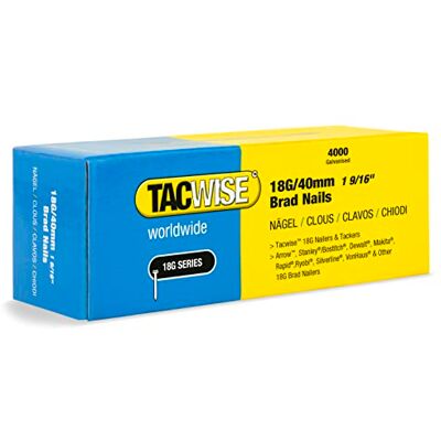 TACWISE 1714 Verzinkte Bradnagels Type 18G / 40 mm, 4000 Stuks TACWISE 1714 Verzinkte Bradnagels Type 18G / 40 mm, 4000 Stuks