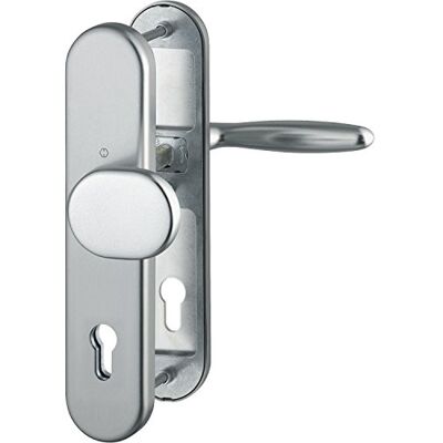 HOPPE Verona ö Standaard afstand 88 mm aluminium kas deurbeslag roestvrij staal effect lange plaat cilinderslot voor deurdikte 42 1 en 1906 47 mm, geen kern trekdeksel, controle: RC2, HOPPE Verona ö Standaard afstand 88 mm aluminium kas deurbeslag roestvrij staal effect lange plaat cilinderslot voor deurdikte 42 1 en 1906 47 mm, geen kern trekdeksel, controle: RC2,