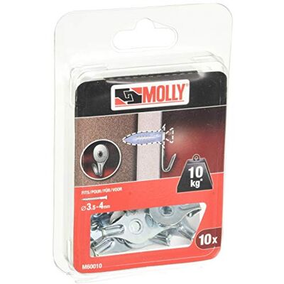 Molly M60010-XJ platte haken voor schroeven Ø 4/5/6 mm, grijs, 10 stuks Molly M60010-XJ platte haken voor schroeven Ø 4/5/6 mm, grijs, 10 stuks