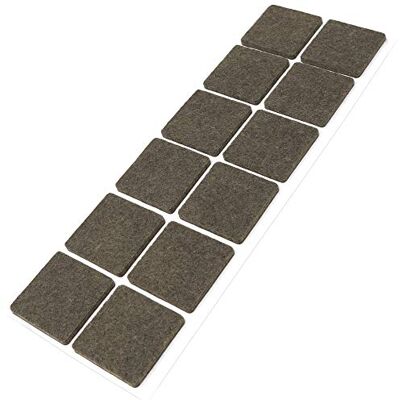 Adsamm ® / 12 x zelfklevende viltglijders/Bruin / 35x35 mm/Vierkant/Meubelviltglijders met een dikte van 3,5 mm/Meubel- en vloerbescherming Adsamm ® / 12 x zelfklevende viltglijders/Bruin / 35x35 mm/Vierkant/Meubelviltglijders met een dikte van 3,5 mm/Meubel- en vloerbescherming