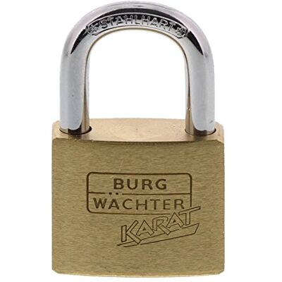 Burg-Wächter 217 Hangslot, met sleutel, 5 mm beugeldikte, massief messing slot, knijpbescherming, gehard Burg-Wächter 217 Hangslot, met sleutel, 5 mm beugeldikte, massief messing slot, knijpbescherming, gehard