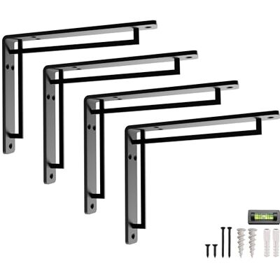Balin Designs Stevige en veelzijdige zwarte plankbeugel voor 8" en 10" planken 4-pack Zwart kruis, zware metalen plankbeugels, eenvoudige installatie voor binnen/buiten gebruik Alle hardware Balin Designs Stevige en veelzijdige zwarte plankbeugel voor 8" en 10" planken 4-pack Zwart kruis, zware metalen plankbeugels, eenvoudige installatie voor binnen/buiten gebruik Alle hardware