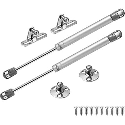 Vinabo 2 stuks gasveren, 100N zuiger voor keukendeuren, gaskolven voor deuren, bandenkrik voor meubels, scharnieren, schokdempers, scharnier voor keukenmeubels, zilver Vinabo 2 stuks gasveren, 100N zuiger voor keukendeuren, gaskolven voor deuren, bandenkrik voor meubels, scharnieren, schokdempers, scharnier voor keukenmeubels, zilver