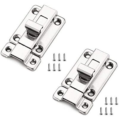 N\A 2 stuks 5,1 cm deurslot, schuifdeurslot van roestvrij staal, gebruikt voor schuifschroefslot voor badkamer, slaapkamer, binnendeur, buitendeur, zilverkleurig N\A 2 stuks 5,1 cm deurslot, schuifdeurslot van roestvrij staal, gebruikt voor schuifschroefslot voor badkamer, slaapkamer, binnendeur, buitendeur, zilverkleurig
