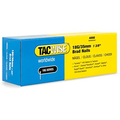 TACWISE 1713 Verzinkte Bradnagels Type 18G / 35 mm, 4000 Stuks TACWISE 1713 Verzinkte Bradnagels Type 18G / 35 mm, 4000 Stuks