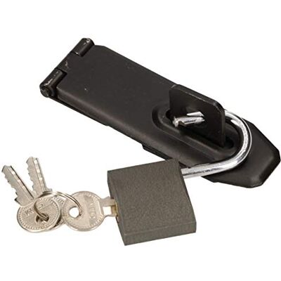 KOTARBAU ® Overval met hangslot, verschillende afmetingen, overvalscharnier, overgooier, pantsergrendel, deurslot, veiligheidsoverval, gepoedercoat, 95 mm KOTARBAU ® Overval met hangslot, verschillende afmetingen, overvalscharnier, overgooier, pantsergrendel, deurslot, veiligheidsoverval, gepoedercoat, 95 mm