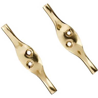 Merriway ® BH01551 (2 stuks) touw koord schoenplaathaken, 75mm (3 inch) gepolijst messing pak van 2 stuks Merriway ® BH01551 (2 stuks) touw koord schoenplaathaken, 75mm (3 inch) gepolijst messing pak van 2 stuks