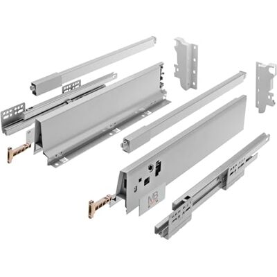 GTV Ladesysteem Modern Box Square, volledig uittrekbaar 250 mm met softclose, 40 kg draagkracht, framehoogte 146 mm, lade complete set van staal, grijs GTV Ladesysteem Modern Box Square, volledig uittrekbaar 250 mm met softclose, 40 kg draagkracht, framehoogte 146 mm, lade complete set van staal, grijs