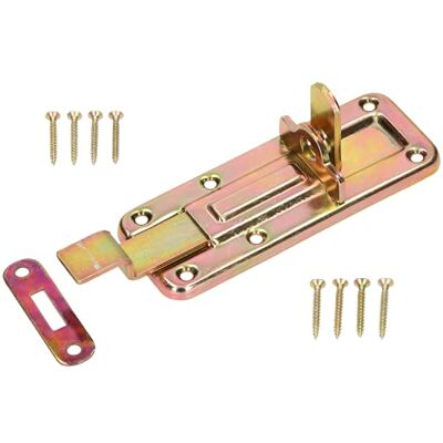 KOTARBAU ® Slotgrendel gebogen 120 mm met sluitplaat voor deuren Galvanisch geel verzinkt universeel KOTARBAU ® Slotgrendel gebogen 120 mm met sluitplaat voor deuren Galvanisch geel verzinkt universeel