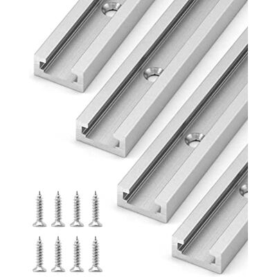 QWORK ® 4-pack T-rail aluminium extrusie, 300 mm, dubbel gesneden ontwerp, voor T-bouten, klemmen, schuifblokken QWORK ® 4-pack T-rail aluminium extrusie, 300 mm, dubbel gesneden ontwerp, voor T-bouten, klemmen, schuifblokken