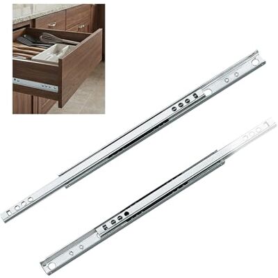 Amig Set van 2 gegalvaniseerde stalen ladegeleiders model 25 voor meubellades, commodes of kledingkasten, gedeeltelijk uitschuifbaar, draagvermogen: 15 kg/paar, afmetingen: 278 x 17 mm Amig Set van 2 gegalvaniseerde stalen ladegeleiders model 25 voor meubellades, commodes of kledingkasten, gedeeltelijk uitschuifbaar, draagvermogen: 15 kg/paar, afmetingen: 278 x 17 mm