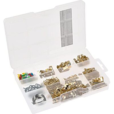 Connex 293 stuks fotohaken en accessoires voorgesorteerd in praktische kunststof doos universeel inzetbaar voor fotolijsten / opbergdoos / DP8500115 Connex 293 stuks fotohaken en accessoires voorgesorteerd in praktische kunststof doos universeel inzetbaar voor fotolijsten / opbergdoos / DP8500115