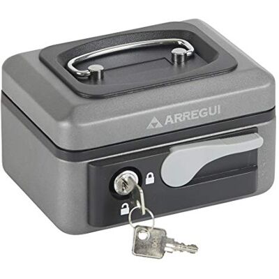 ARREGUI Popup C9716 Stalen Geldkistje Geldkist 15 cm Breed Afsluitbare Geldkluisje met Legbord Kleine Geldkist met Sleutel en Inzet voor Munten Kassa Grijs ARREGUI Popup C9716 Stalen Geldkistje Geldkist 15 cm Breed Afsluitbare Geldkluisje met Legbord Kleine Geldkist met Sleutel en Inzet voor Munten Kassa Grijs