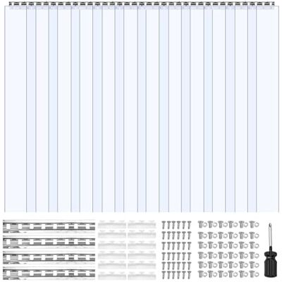 VEVOR Doorzichtig pvc-stripgordijn, 2,1 m hoogte x 1,8 m breedte x 2 mm dikte, 12 stuks inloopgordijnen voor vriezer, koelgordijnstrips, gladde waterdichte kunststof deurstrips voor magazijn, vriezer VEVOR Doorzichtig pvc-stripgordijn, 2,1 m hoogte x 1,8 m breedte x 2 mm dikte, 12 stuks inloopgordijnen voor vriezer, koelgordijnstrips, gladde waterdichte kunststof deurstrips voor magazijn, vriezer