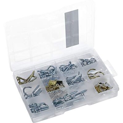 Connex DP8500110 Assortiment schroef- en fotohaken, 242-delig, haken & fotohangers in een set, voorgesorteerd in praktische kunststof doos, universeel inzetbaar, haakset, assortimentsdoos Connex DP8500110 Assortiment schroef- en fotohaken, 242-delig, haken & fotohangers in een set, voorgesorteerd in praktische kunststof doos, universeel inzetbaar, haakset, assortimentsdoos
