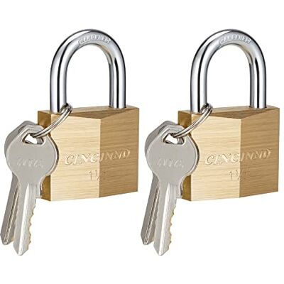 CINCINNO Massief messing sloten met sleutels, 1-9/16 inch lichaamsbreedte hangslot met sleutel, 2 stuks vergrendeld gelijk locker-slot CINCINNO Massief messing sloten met sleutels, 1-9/16 inch lichaamsbreedte hangslot met sleutel, 2 stuks vergrendeld gelijk locker-slot
