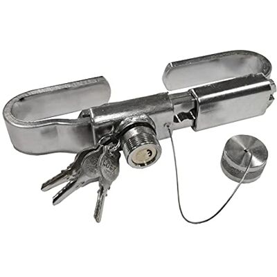 Ryme Automotive Hangslot voor diefstalbeveiliging, verstelbaar, van 239 tot 315 mm, 40 mm, roestvrij staal, vrachtwagen-deurslot, voor container, aanhanger met storing, platform en koelkasten Ryme Automotive Hangslot voor diefstalbeveiliging, verstelbaar, van 239 tot 315 mm, 40 mm, roestvrij staal, vrachtwagen-deurslot, voor container, aanhanger met storing, platform en koelkasten