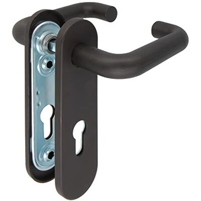 Amig – Deurklinken met Schild Vaste Knop voor Deur – Binnenklink met Veiligheidsknop Buiten – Schild 172 x 46 mm – Vierkantstift 9 mm – Staal met Zwart Polypropyleen Amig – Deurklinken met Schild Vaste Knop voor Deur – Binnenklink met Veiligheidsknop Buiten – Schild 172 x 46 mm – Vierkantstift 9 mm – Staal met Zwart Polypropyleen