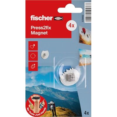 fischer Press2Fix Magnetische haak, fixeert in gipsplaat en zacht hout, 4 stuks fischer Press2Fix Magnetische haak, fixeert in gipsplaat en zacht hout, 4 stuks