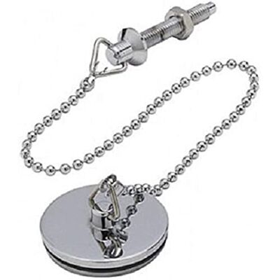 Merriway Bulk Hardware BH03911 38 mm stootdop van verchroomd metaal met 12 inch ketting en houder, wit Merriway Bulk Hardware BH03911 38 mm stootdop van verchroomd metaal met 12 inch ketting en houder, wit