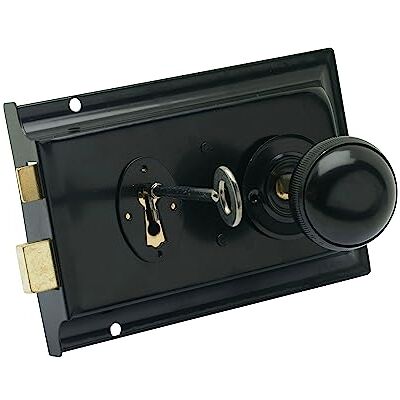 Sterling Rim Deadlock Rim Lock & Knop Set 6" x 4" Zwart Sterling Rim Deadlock Rim Lock & Knop Set 6" x 4" Zwart