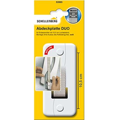Schellenberg Duo Maxi, 53503, rolluikriem, afdekking, gatafstand 10,5 cm, eenvoudige montage zonder demontage van de riem, afdekplaat voor riemwikkelaars en inlaatwikkelaars, wit Schellenberg Duo Maxi, 53503, rolluikriem, afdekking, gatafstand 10,5 cm, eenvoudige montage zonder demontage van de riem, afdekplaat voor riemwikkelaars en inlaatwikkelaars, wit