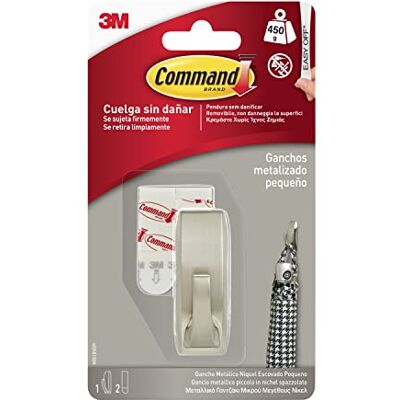 Command 3M MR01-BN metalen haak gepolijst nikkel met moderne reflecties, klein Command 3M MR01-BN metalen haak gepolijst nikkel met moderne reflecties, klein