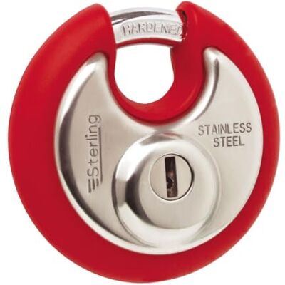 Sterling SPL100P Rond hangslot roestvrij staal met bumper 70 mm, diverse kleuren Sterling SPL100P Rond hangslot roestvrij staal met bumper 70 mm, diverse kleuren