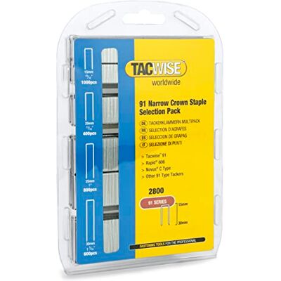 TACWISE 0204 Type 91/15-30 mm Verzinkte Smalle Kroon Nieten, 2800 Stuks Selection Verpakking van Type 91 Nieten TACWISE 0204 Type 91/15-30 mm Verzinkte Smalle Kroon Nieten, 2800 Stuks Selection Verpakking van Type 91 Nieten