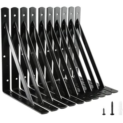 Home Master Hardware 12 Inch x 8 Inch Heavy Duty Plank L Beugels Plank Ondersteuning Hoekbrace Gezamenlijke Haakse Beugel Zwart met Schroeven 10 Pack Home Master Hardware 12 Inch x 8 Inch Heavy Duty Plank L Beugels Plank Ondersteuning Hoekbrace Gezamenlijke Haakse Beugel Zwart met Schroeven 10 Pack