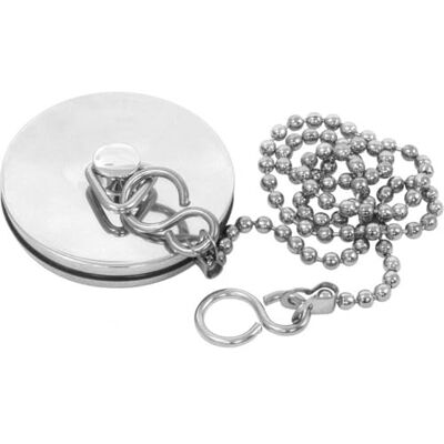 Merriway Bulk Hardware BH03912 38 mm stootdop van verchroomd metaal met 12 inch ketting en S-haken, wit Merriway Bulk Hardware BH03912 38 mm stootdop van verchroomd metaal met 12 inch ketting en S-haken, wit
