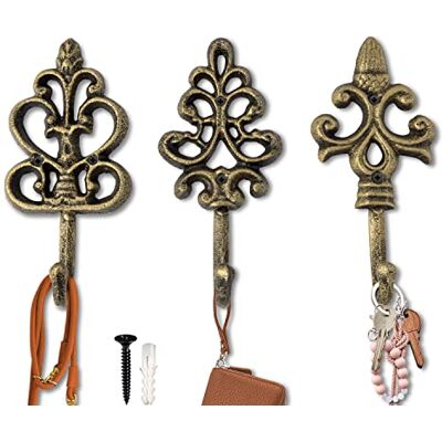 Comfify Antieke Chique Gietijzeren Decoratieve Muurhaken Rustiek Shabby Franse Country Charm Grote Decoratieve Haken Set van 3 Schroeven en Ankers voor montage Inbegrepen Comfify Antieke Chique Gietijzeren Decoratieve Muurhaken Rustiek Shabby Franse Country Charm Grote Decoratieve Haken Set van 3 Schroeven en Ankers voor montage Inbegrepen