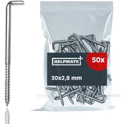 HELPMATE Schroefhaken recht 30 x 2,8 x 13 x 12 mm – galvanisch verzinkt staal – 50 stuks – haken voor wandmontage HELPMATE Schroefhaken recht 30 x 2,8 x 13 x 12 mm – galvanisch verzinkt staal – 50 stuks – haken voor wandmontage