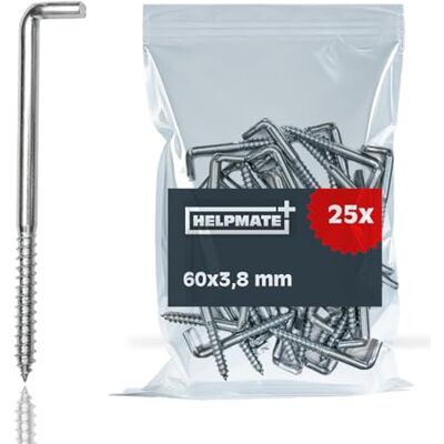 HELPMATE Schroefhaken recht 60 x 3,8 x 24 x 17 mm – galvanisch verzinkt staal – 25 stuks – haken voor wandmontage HELPMATE Schroefhaken recht 60 x 3,8 x 24 x 17 mm – galvanisch verzinkt staal – 25 stuks – haken voor wandmontage