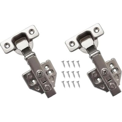 Kippen 1261X Set van 2 scharnieren van vernikkeld staal met openingshoek van 110° + 12 stalen schroeven van 16 mm. Sluiting met soft-closing-systeem. Toepassing: buitenaanslag. Kippen 1261X Set van 2 scharnieren van vernikkeld staal met openingshoek van 110° + 12 stalen schroeven van 16 mm. Sluiting met soft-closing-systeem. Toepassing: buitenaanslag.