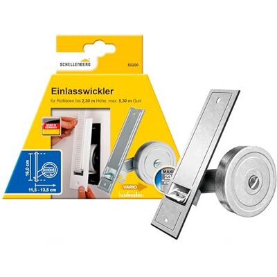 Schellenberg 50200 Rolluiken, riemwikkelaar, inbouw, gatafstand 16 cm, inlaatwinder systeem Maxi, verzinkt Schellenberg 50200 Rolluiken, riemwikkelaar, inbouw, gatafstand 16 cm, inlaatwinder systeem Maxi, verzinkt