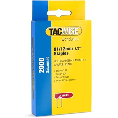 TACWISE 1782 Type 91/12 mm Verzinkte Smalle Kroon Nieten, 2000 Stuks TACWISE 1782 Type 91/12 mm Verzinkte Smalle Kroon Nieten, 2000 Stuks